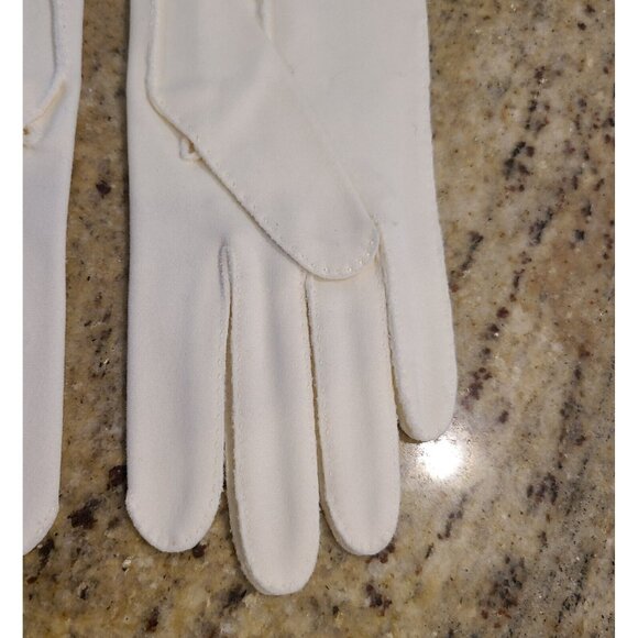 Vintage Size S 6.5 Ivory Cotton Beaded Waterfall Formal 12.5" Long Gloves - Picture 11 of 16